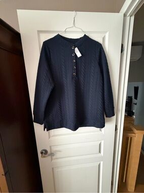 Penningtons Navy Cable Knit Henley Sweater